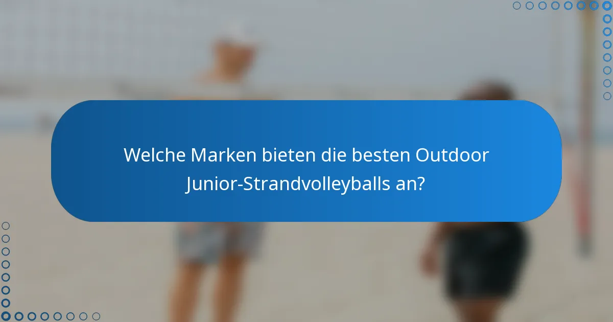 Welche Marken bieten die besten Outdoor Junior-Strandvolleyballs an?